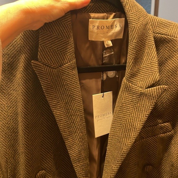 Brown Herringbone blazer in a tweed vintage inspired style dark academia jacket - Picture 4 of 15